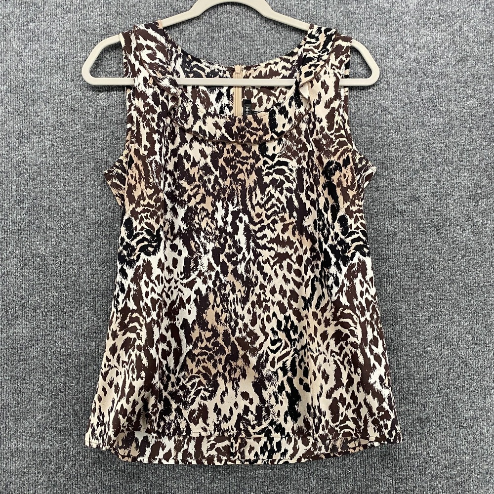 St John Top Womens 6 Silk Blend Leopard Print Sleeveless Classic Office Layered